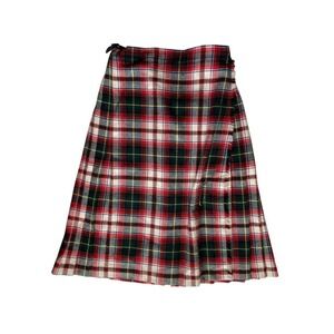 Vintage Deans of Scotland Wool Tartan Plaid Skirt Kilt Womens Size 10 Red Pleats